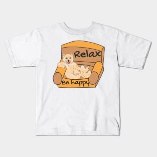 Relax and be happy Dog Kids T-Shirt